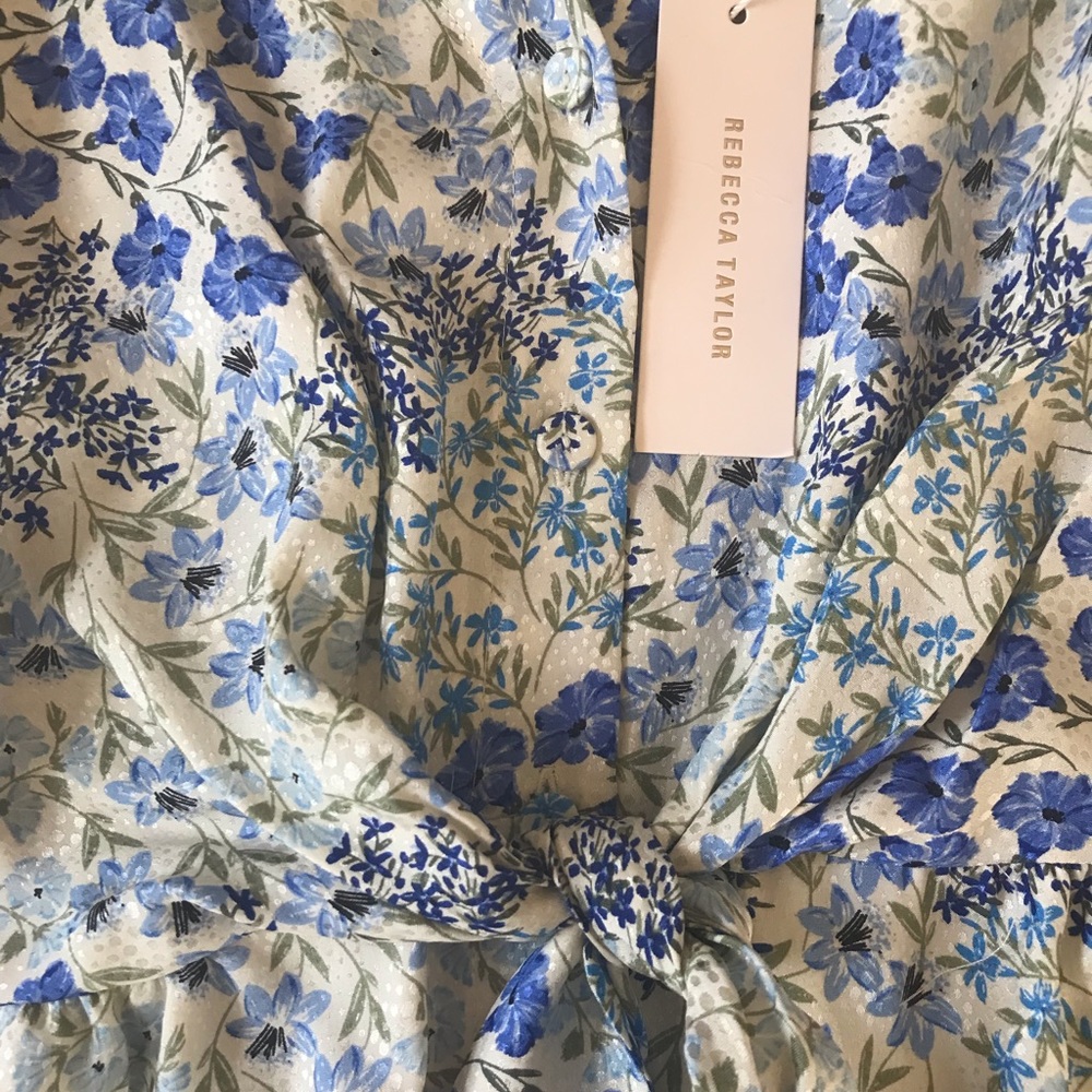 Rebecca Taylor Silk Ava Floral Tie Waist dress.
